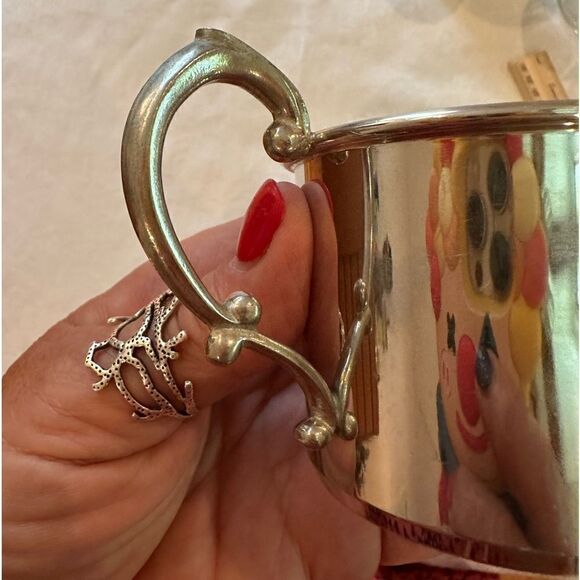 Pewter Small Cups Handles Monogrammed Set of Two - Picture 6 of 8